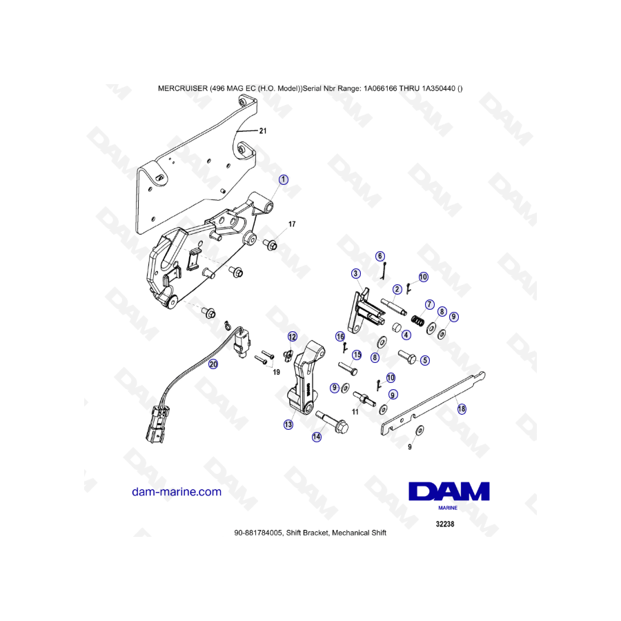 MERCRUISER 8.1L 496 MAG EC HO - Shift bracket, mechanical shift