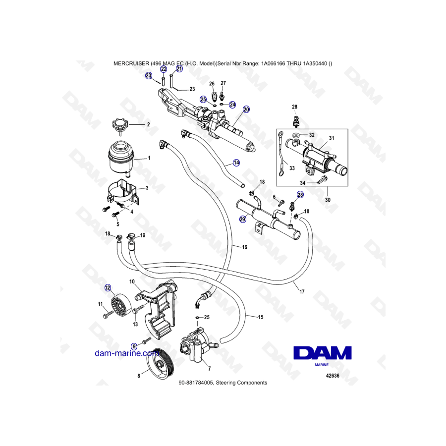 MERCRUISER 8.1L 496 MAG EC HO - Componentes de dirección