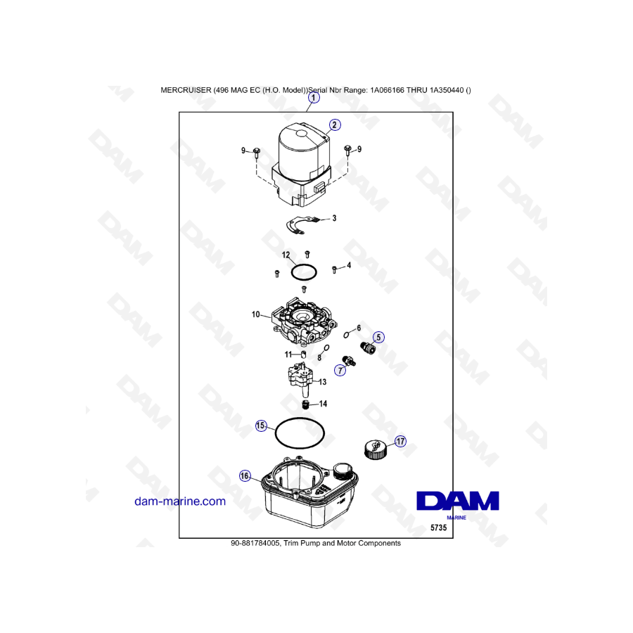 MERCRUISER 496 MAG EC HO - Bomba de ajuste y componentes del motor