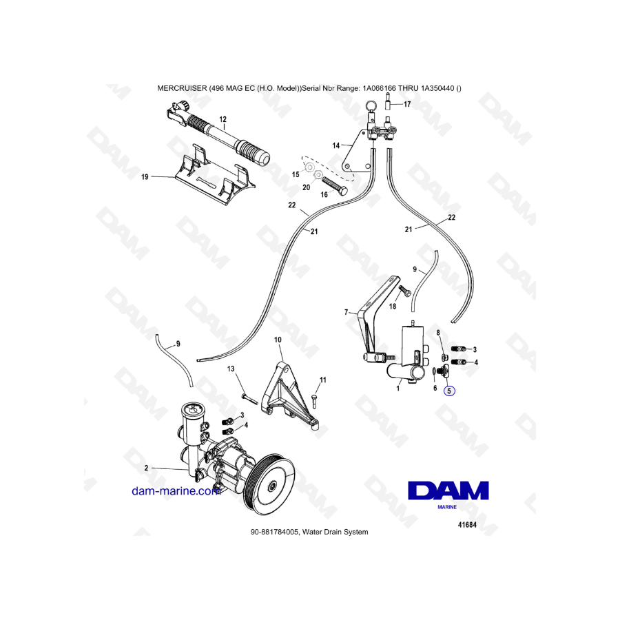 MERCRUISER 496 MAG EC HO - Sistema de drenaje de agua