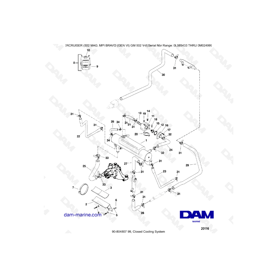 MERCRUISER 502 MAG MPI - closed cooling system