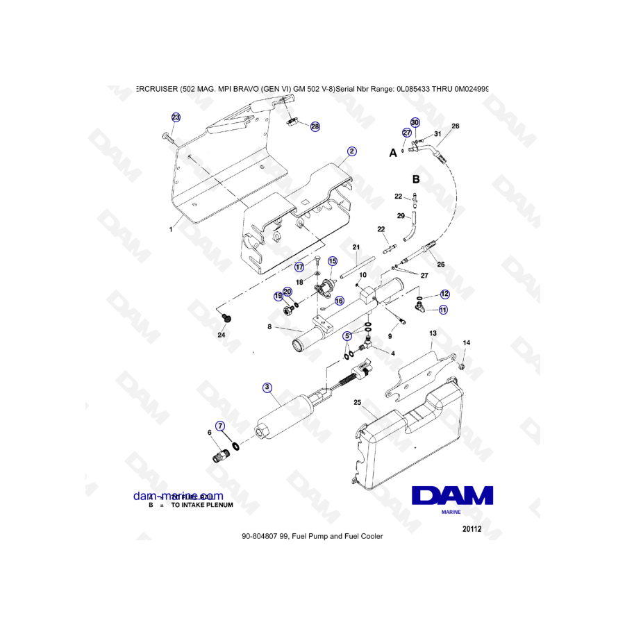 MERCRUISER 502 MAG MPI - Bomba de combustible y enfriador de combustible