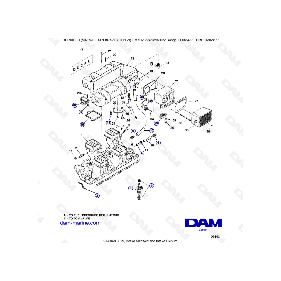 MERCRUISER 502 MAG MPI - Intake Manifold & Intake Plenum