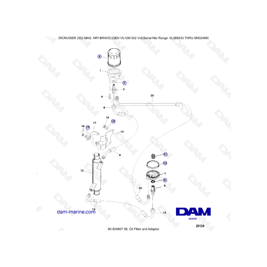 MERCRUISER 502 MAG MPI - Oil filter & Adaptor