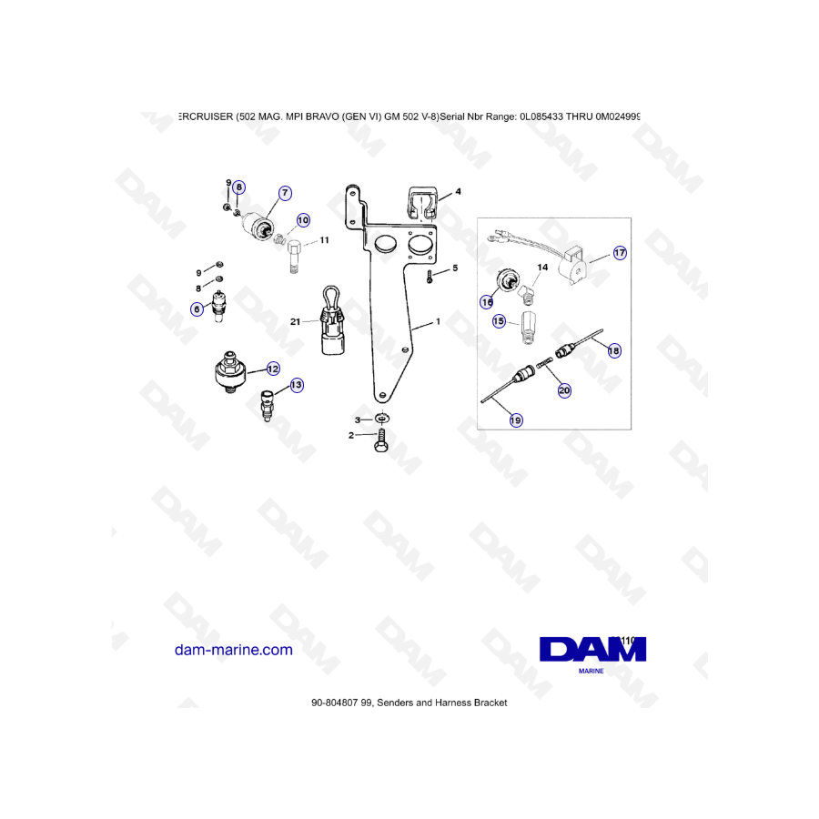 MERCRUISER 502 MAG MPI - Senders & Harness Bracket