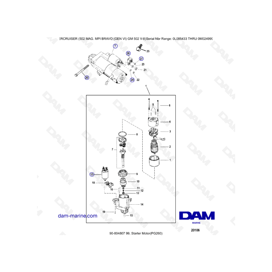 MERCRUISER 502 MAG MPI - Starter motor