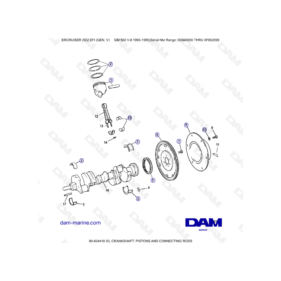 MERCRUISER 502 EFI - Crankshaft, pistons & connecting rods