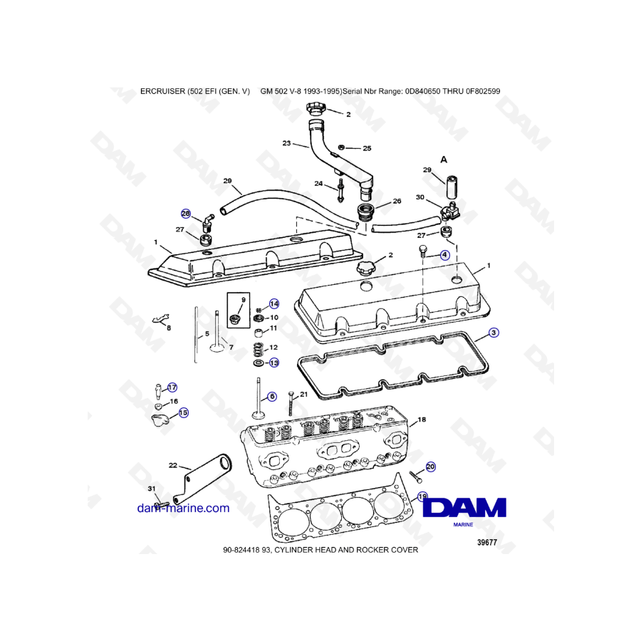 MERCRUISER 502 EFI - Cylinder head & rocker cover