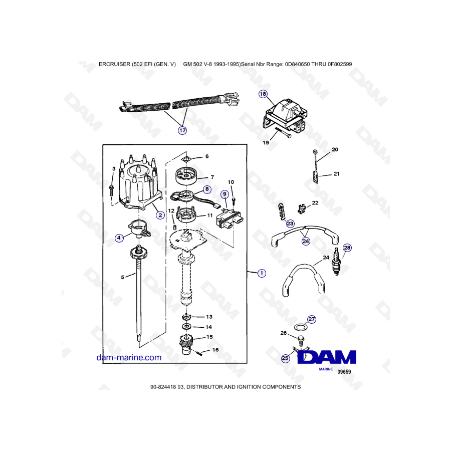 MERCRUISER 502 EFI - Distribuidor y Componentes de encendido