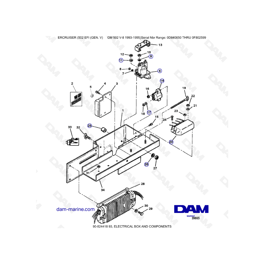 MERCRUISER 502 EFI - Electrical box & components