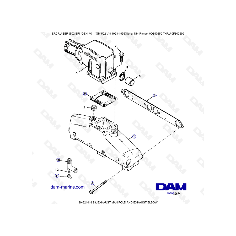 MERCRUISER 502 EFI - Exhaust manifold & exhaust elbow