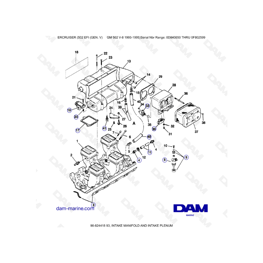 MERCRUISER 502 EFI - Intake manifold &apos; intake plenum