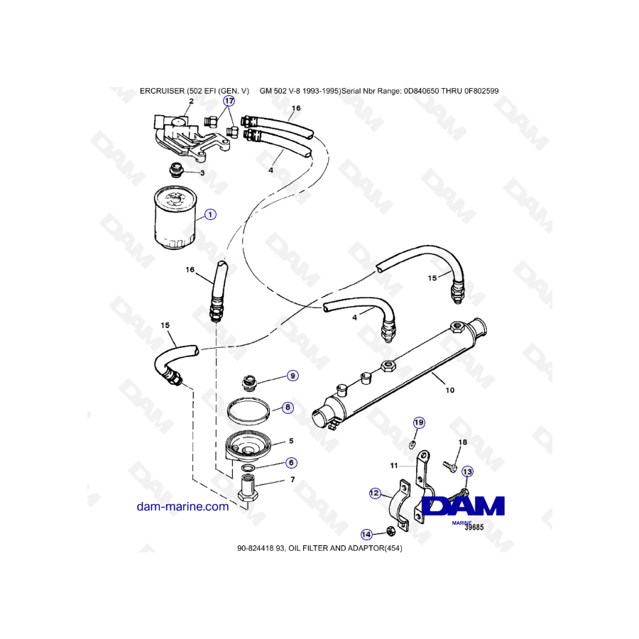 MERCRUISER 502 EFI - Oil filter & adaptor