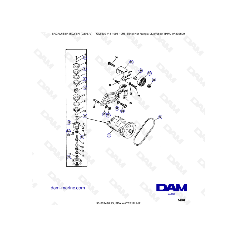 MERCRUISER 502 EFI - Sea water pump