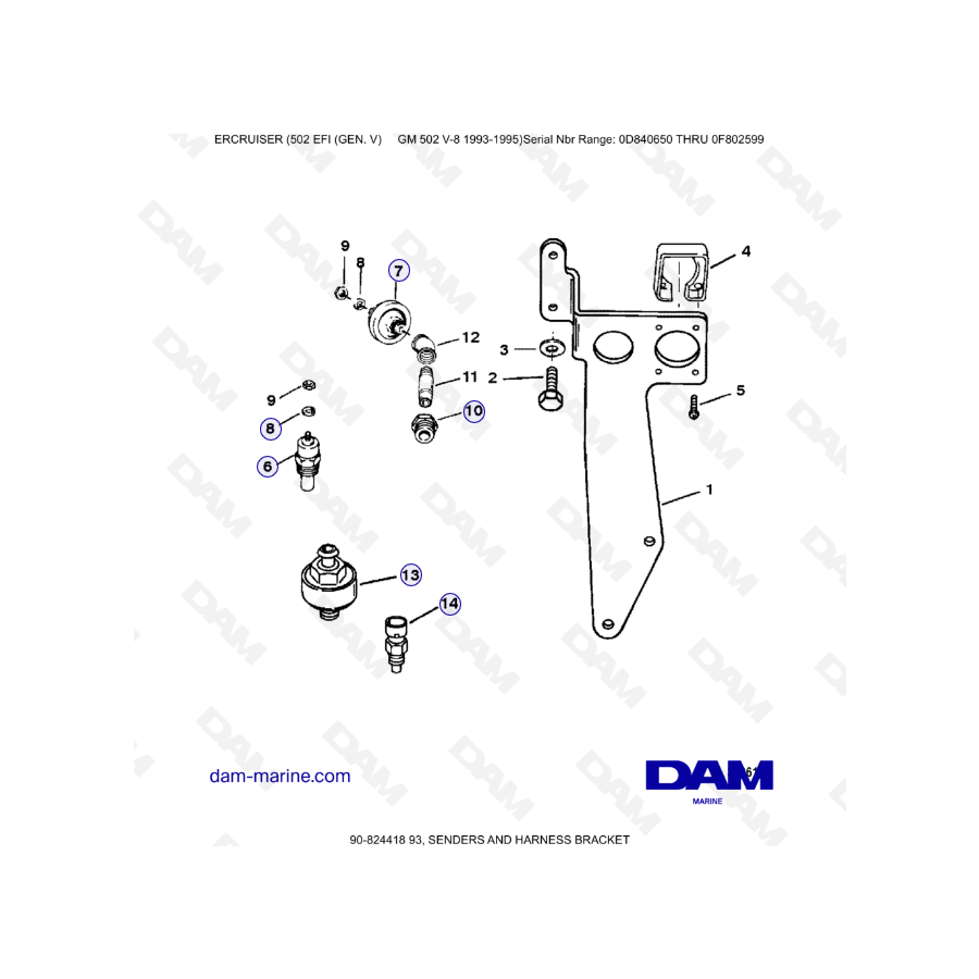 MERCRUISER 502 EFI - Senders & Harness bracket