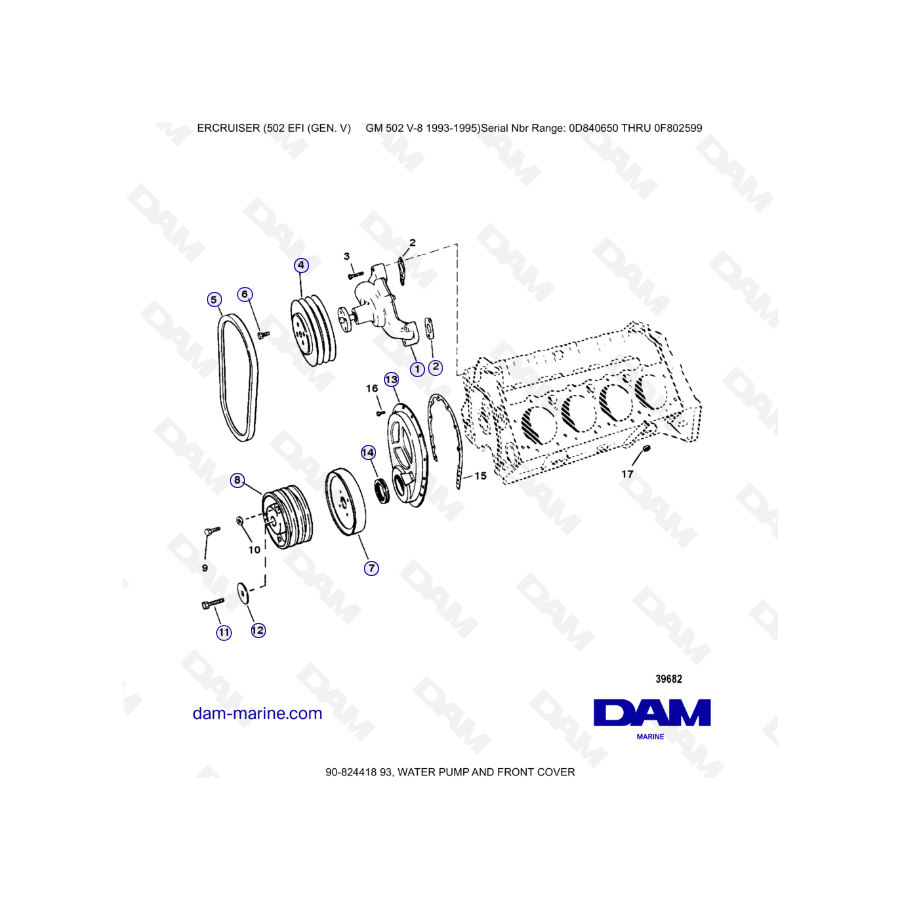 MERCRUISER 502 EFI - Water pump &apos; front cover