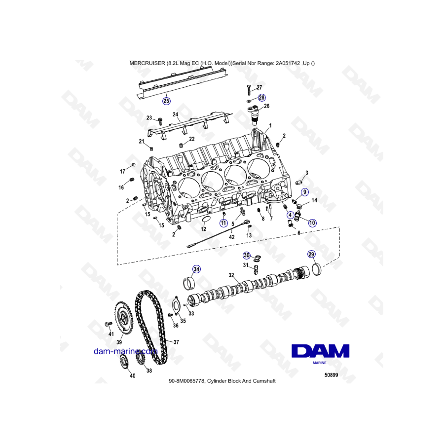 MERCRUISER 8.2L MAG HO EC - Cylinder block & camshaft