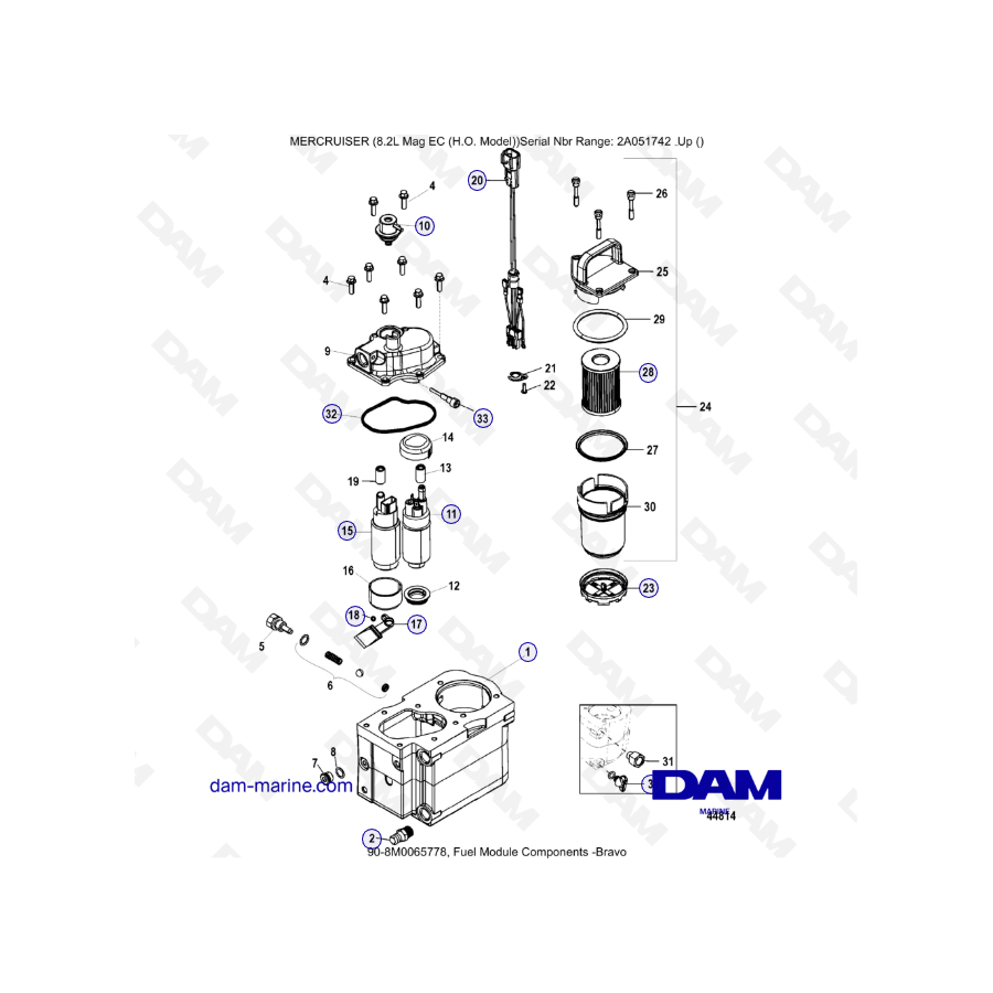 MERCRUISER 8.2L MAG HO EC - Fuel module components - bravo