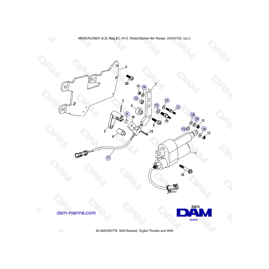 MERCRUISER 8.2L MAG HO EC - Shift bracket, digital throttle & shift