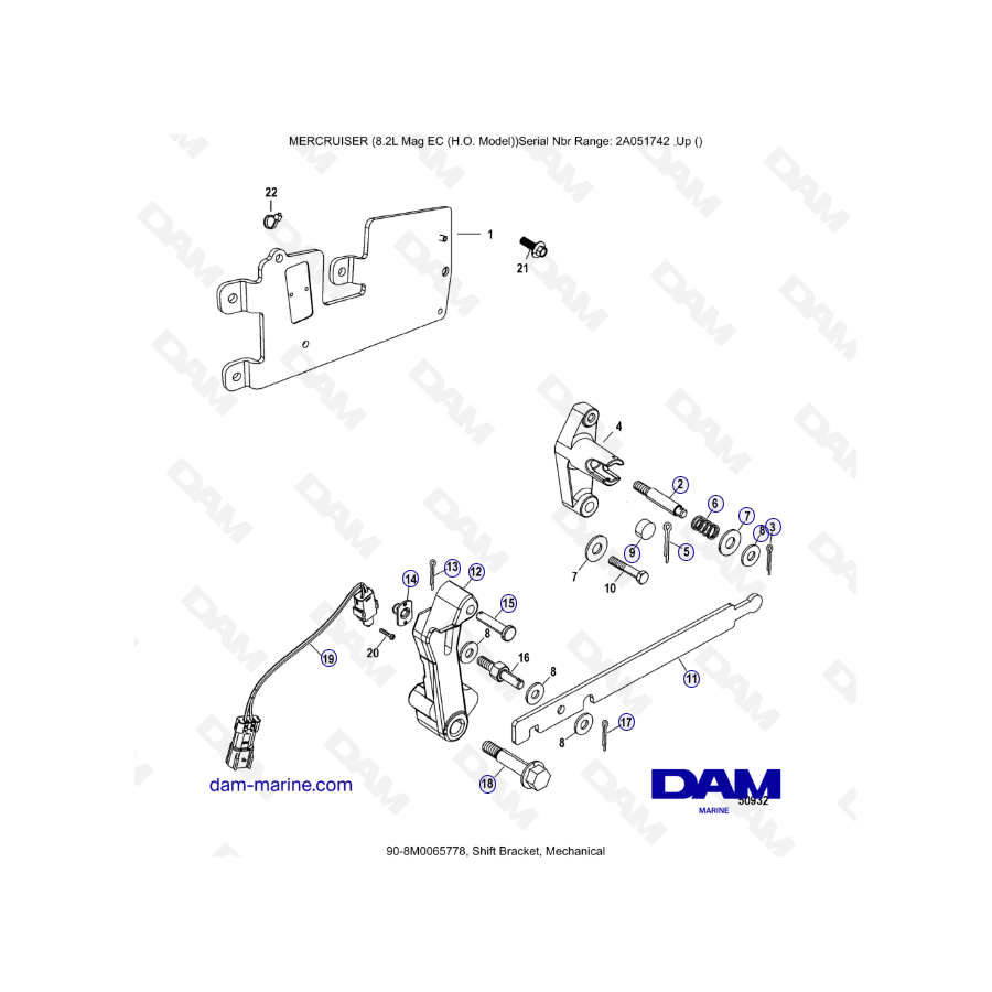 MERCRUISER 8.2L MAG HO EC - Shift bracket, mechanical