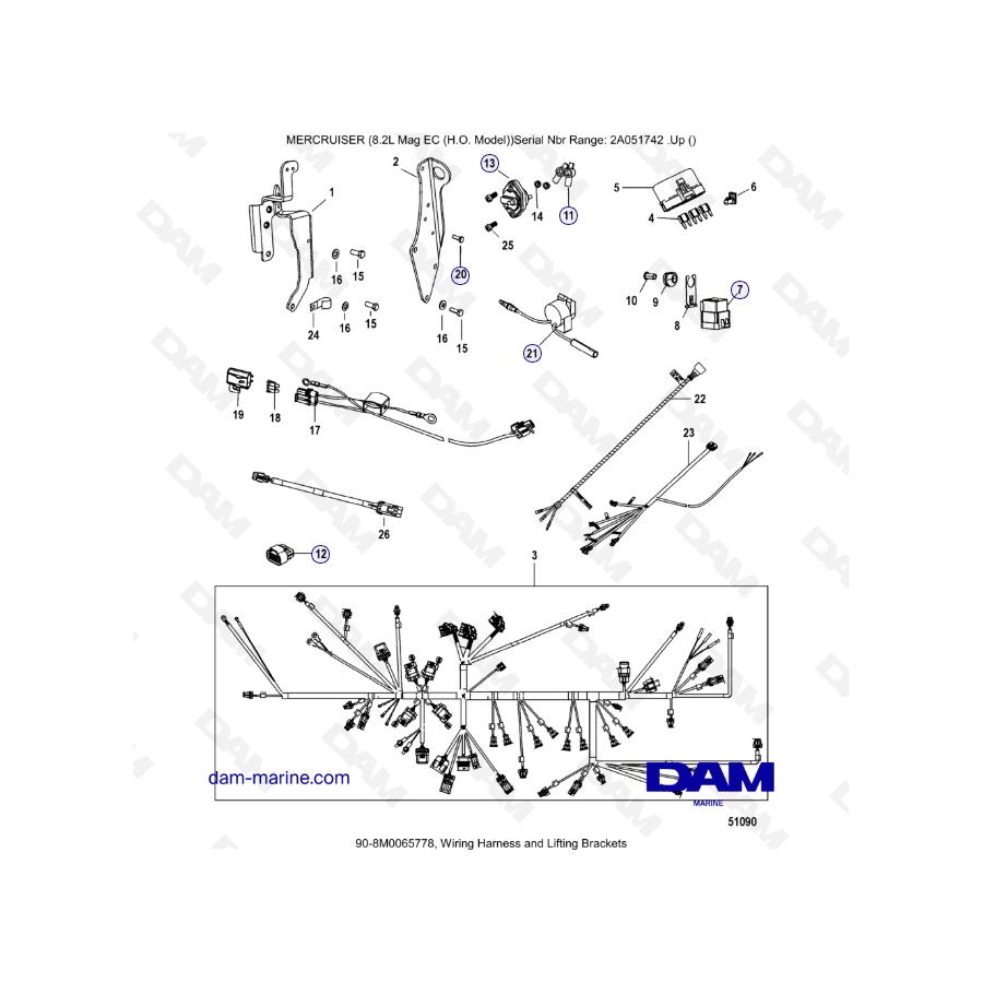 MERCRUISER 8.2L MAG HO EC - Wiring harness &apos; lifting brackets