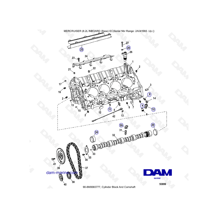 MERCRUISER 8.2L INBOARD EC - Cylinder block & camshaft