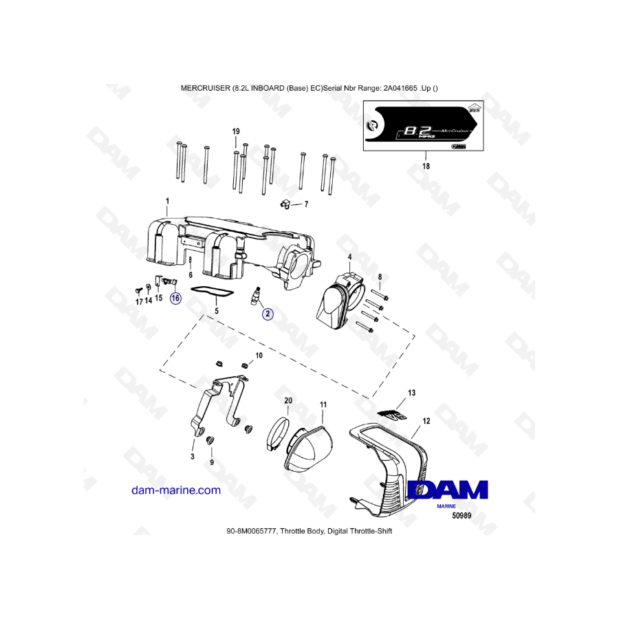 MERCRUISER 8.2L INTRABORDA EC - Cuerpo de mariposa, cambio de mariposa digital