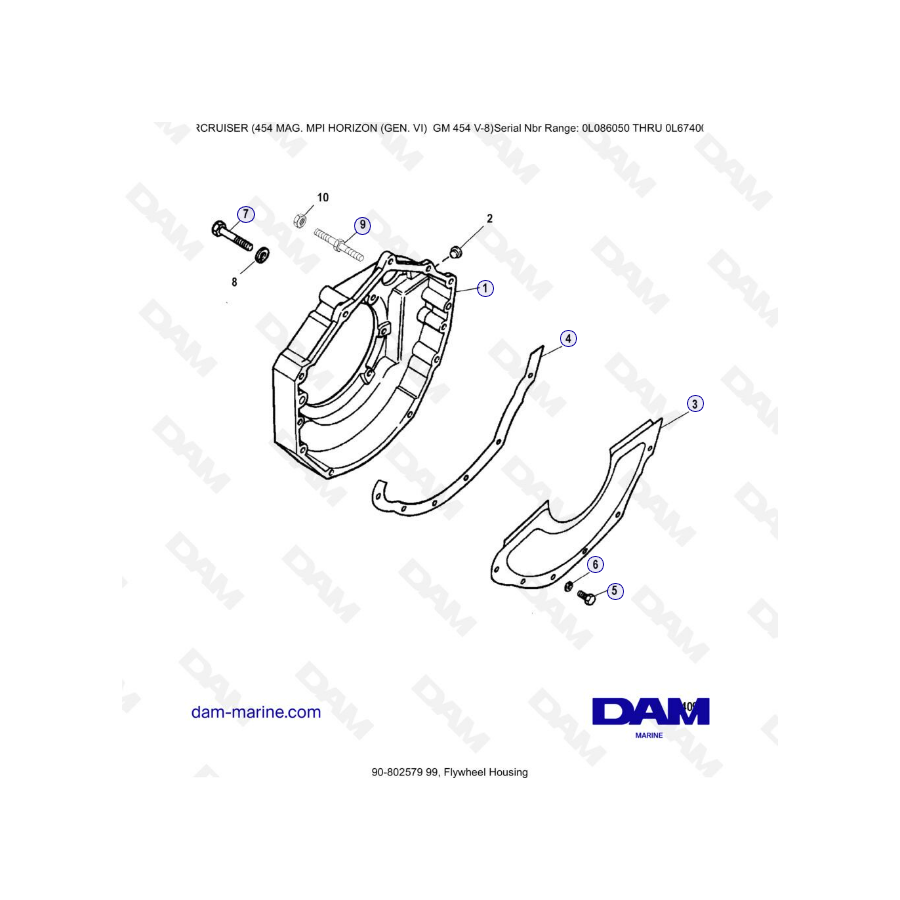 MERCRUISER 454 MAG MPI HORIZON - Flywheel housing