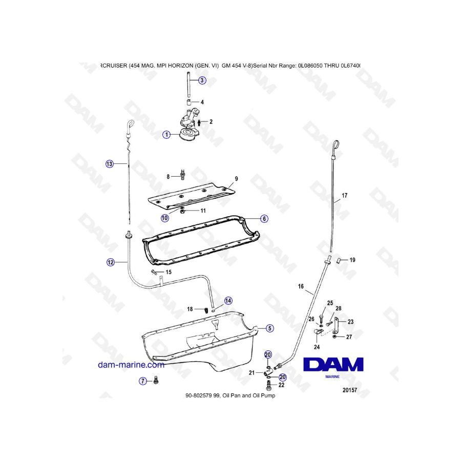 MERCRUISER 454 MAG MPI HORIZON - Cárter y bomba de aceite