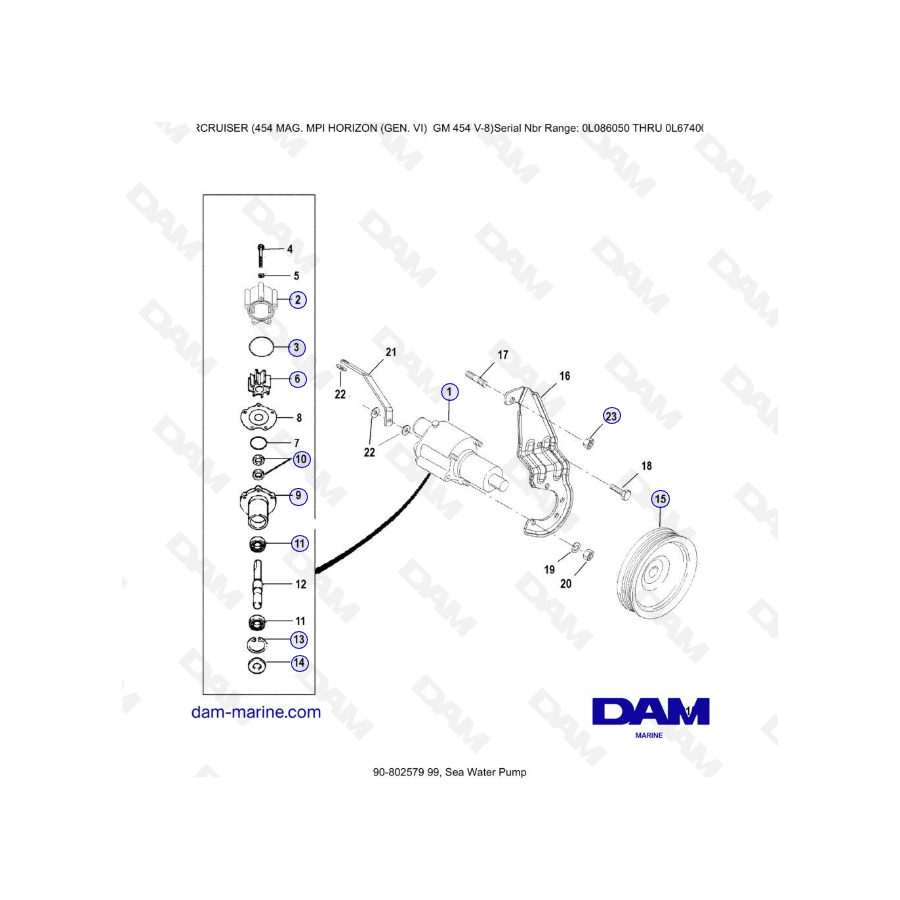 MERCRUISER 454 MAG MPI HORIZON - Bomba de agua de mar