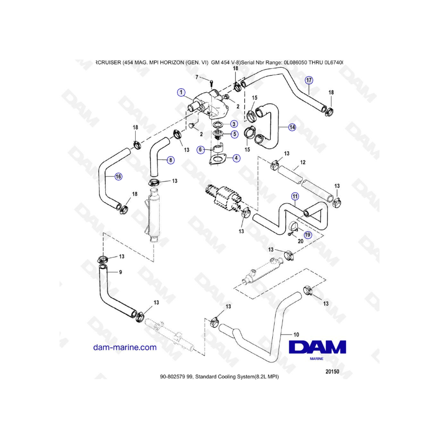 MERCRUISER 454 MAG MPI HORIZON - Standard cooling system