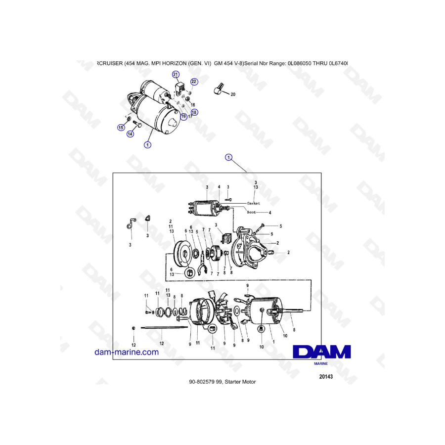 MERCRUISER 454 MAG MPI HORIZON - Motor de arranque