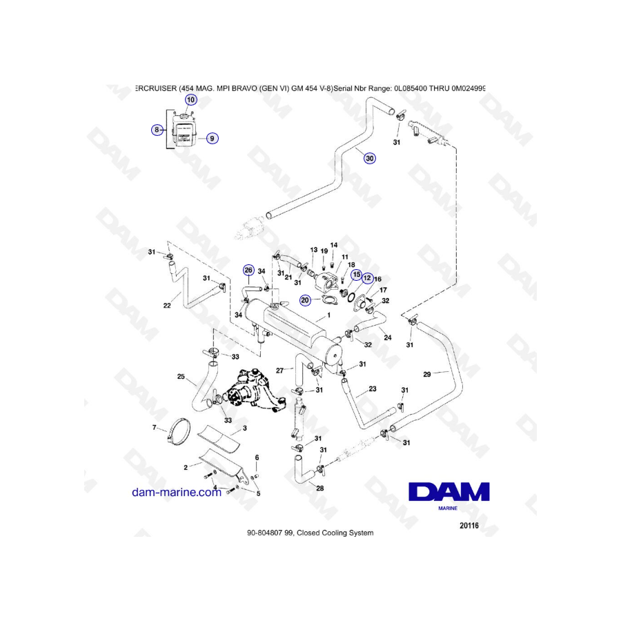 MERCRUISER 454 MAG MPI - Closed cooling system