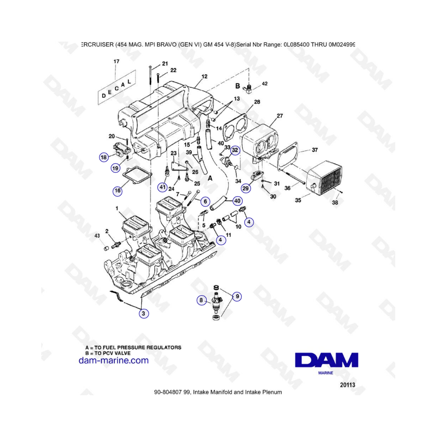 MERCRUISER 454 MAG MPI - Intake manifold & Intake Plenum