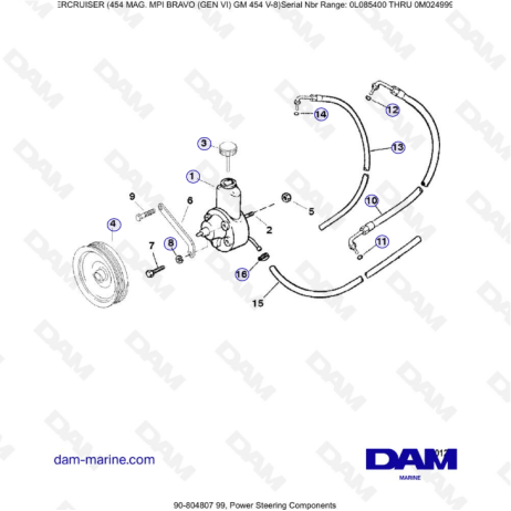 MERCRUISER 454 MAG MPI - Componentes de dirección asistida