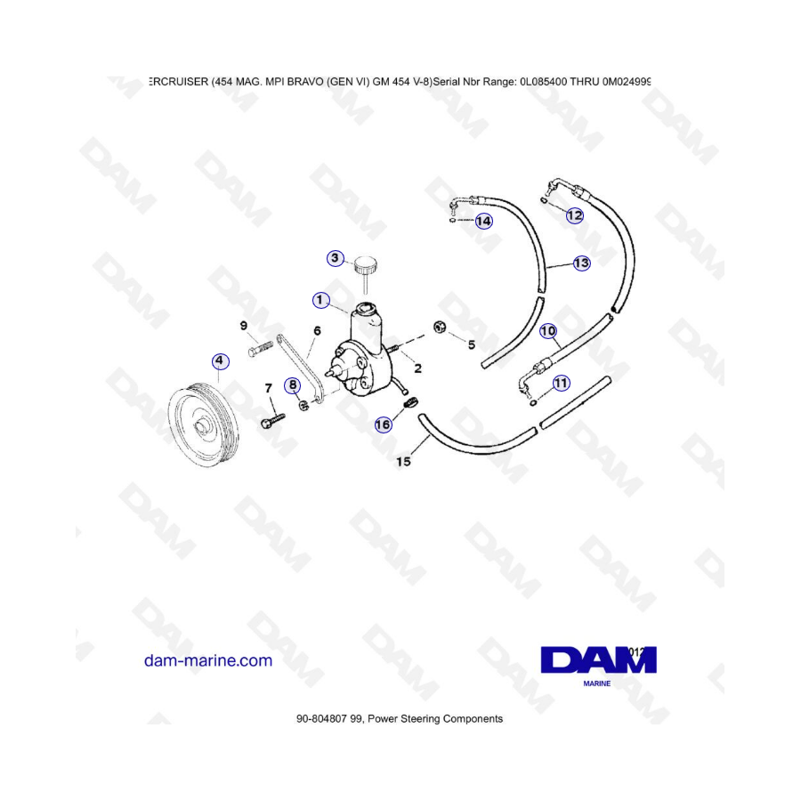 MERCRUISER 454 MAG MPI - Power steering components