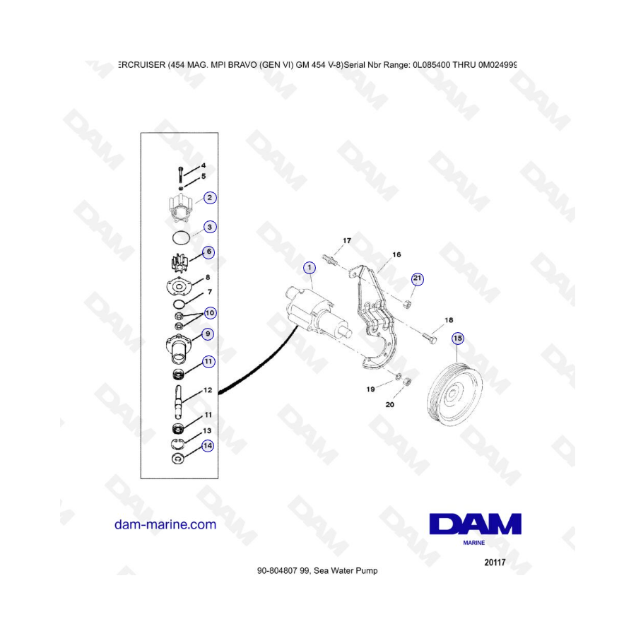 MERCRUISER 454 MAG MPI - Bomba de agua de mar