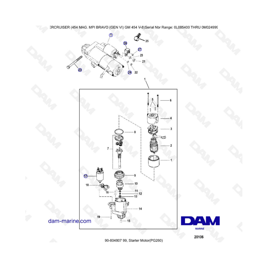 MERCRUISER 454 MAG MPI - Motor de arranque