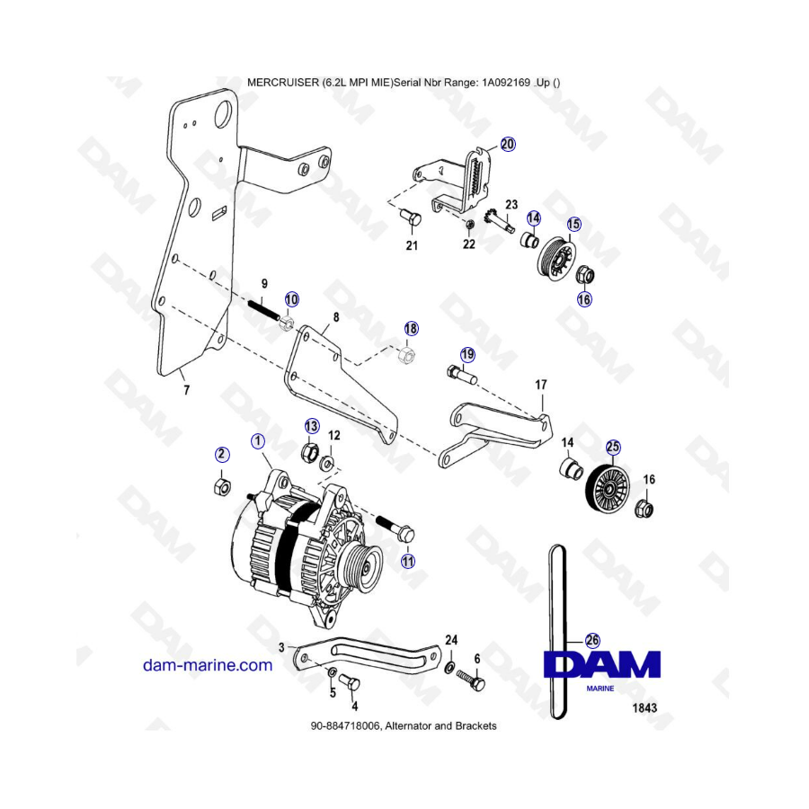 MERCRUISER 6.2L MPI MIE - Alternador y soportes