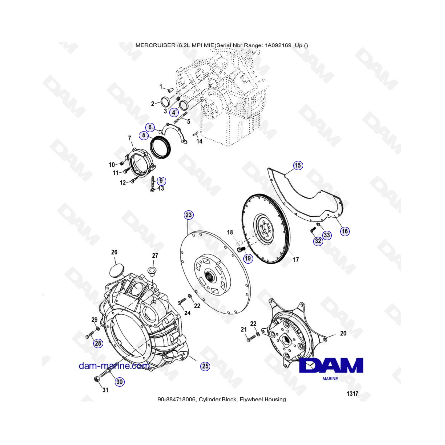 MERCRUISER 6.2L MPI MIE - Bloque motor, caja volante