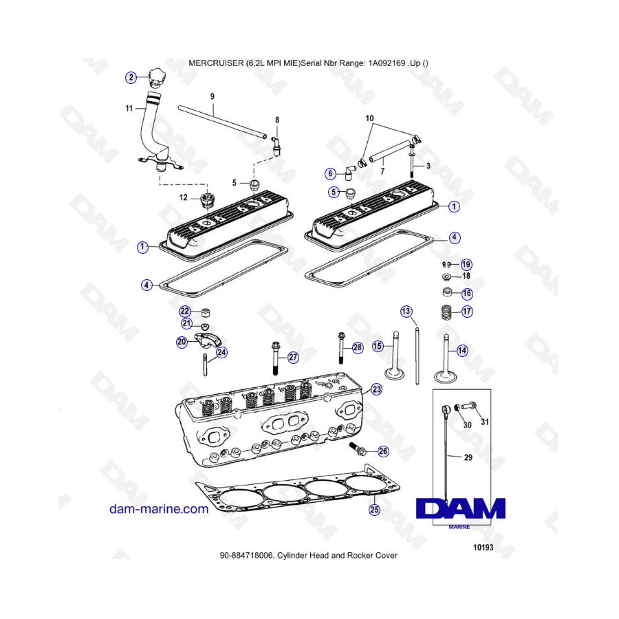 MERCRUISER 6.2L MPI MIE - Cylinder head & rocker cover