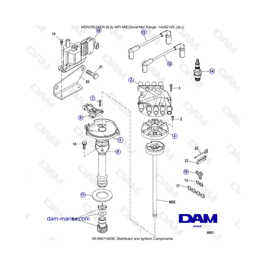 MERCRUISER 6.2L MPI MIE - Distribuidor y Encendido componentes