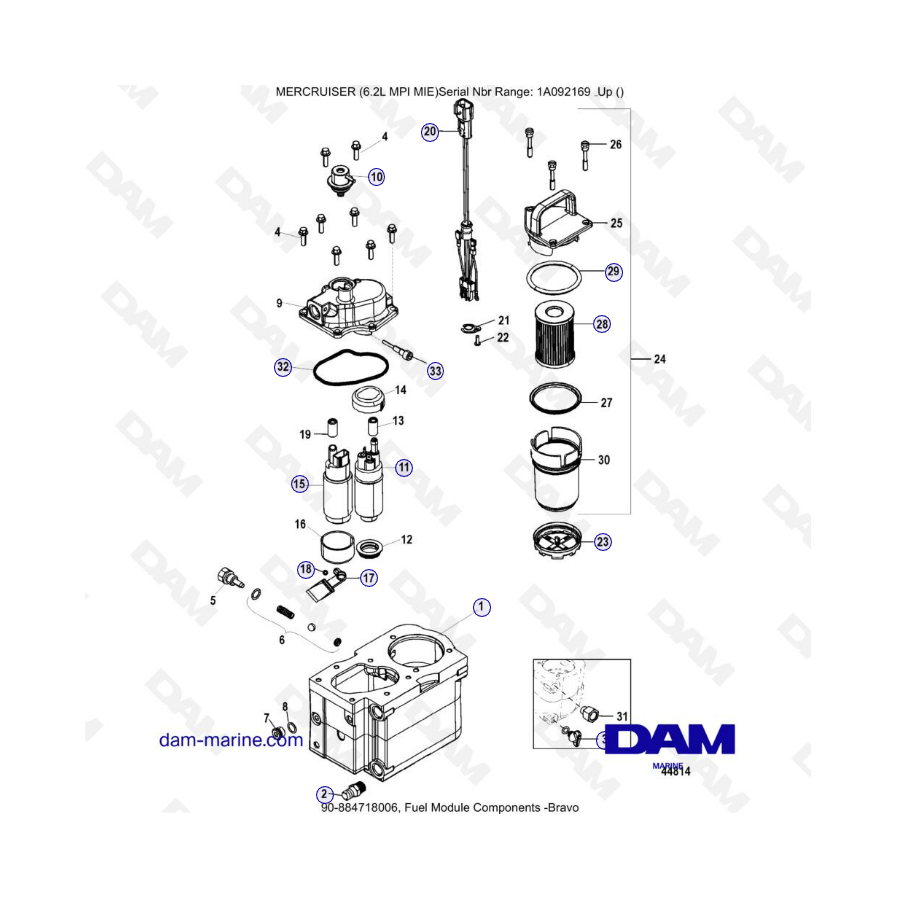 MERCRUISER 6.2L MPI MIE - Fuel module components