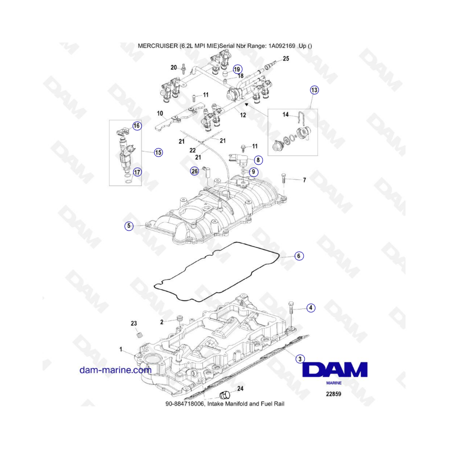 MERCRUISER 6.2L MPI MIE - Intake Manifold & Fuel Rail