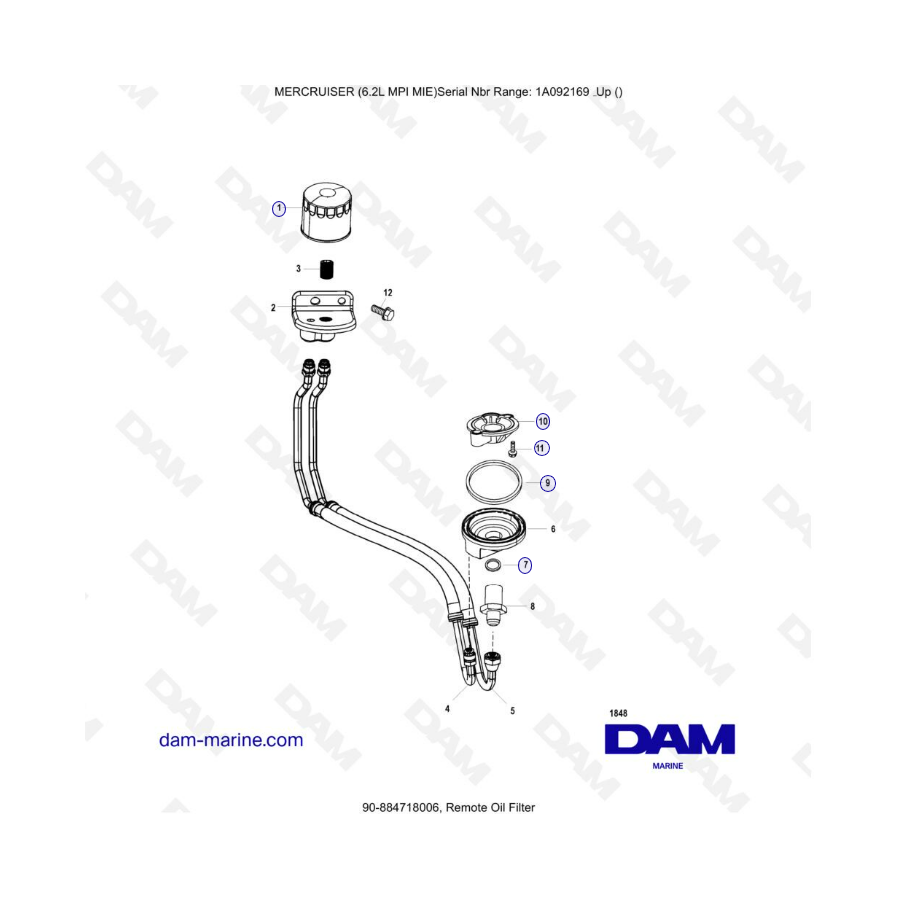 MERCRUISER 6.2L MPI MIE - Filtro de aceite remoto