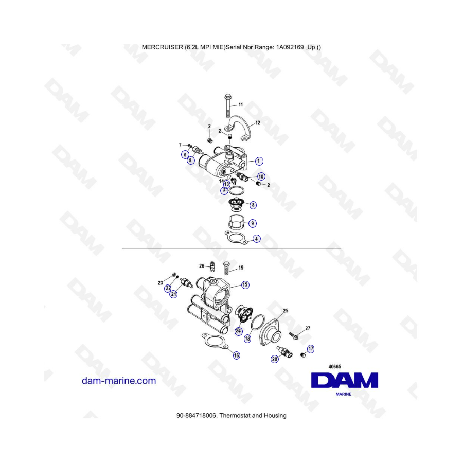 MERCRUISER 6.2L MPI MIE - Thermostat & housing