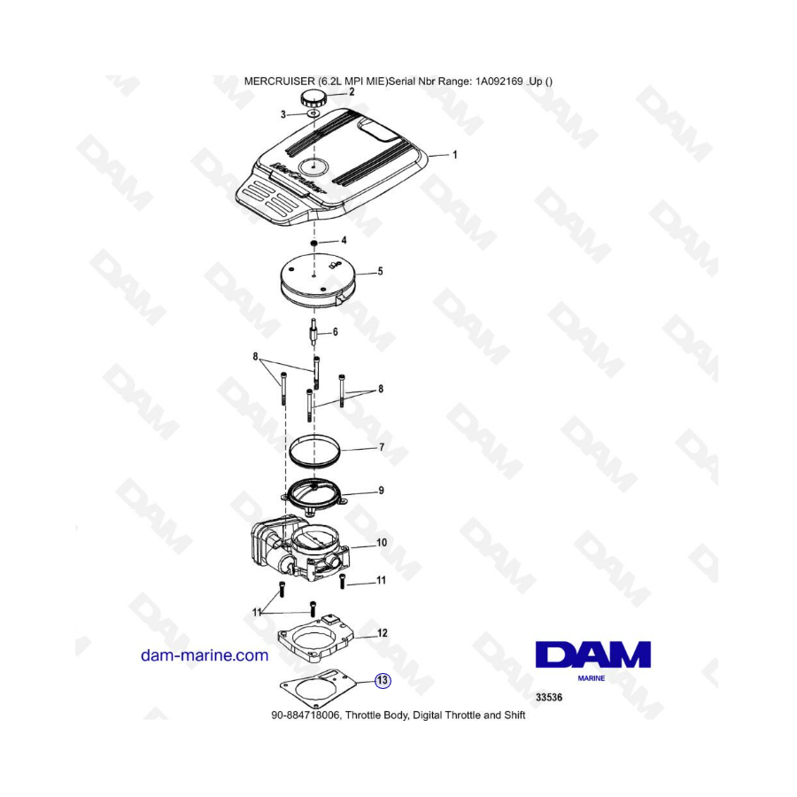 MERCRUISER 6.2L MPI MIE - Throttle body, digital throttle & shift