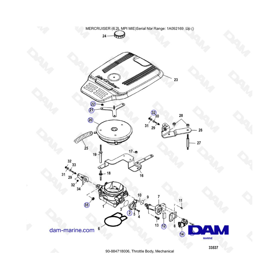 MERCRUISER 6.2L MPI MIE - Throttle body, mechanical