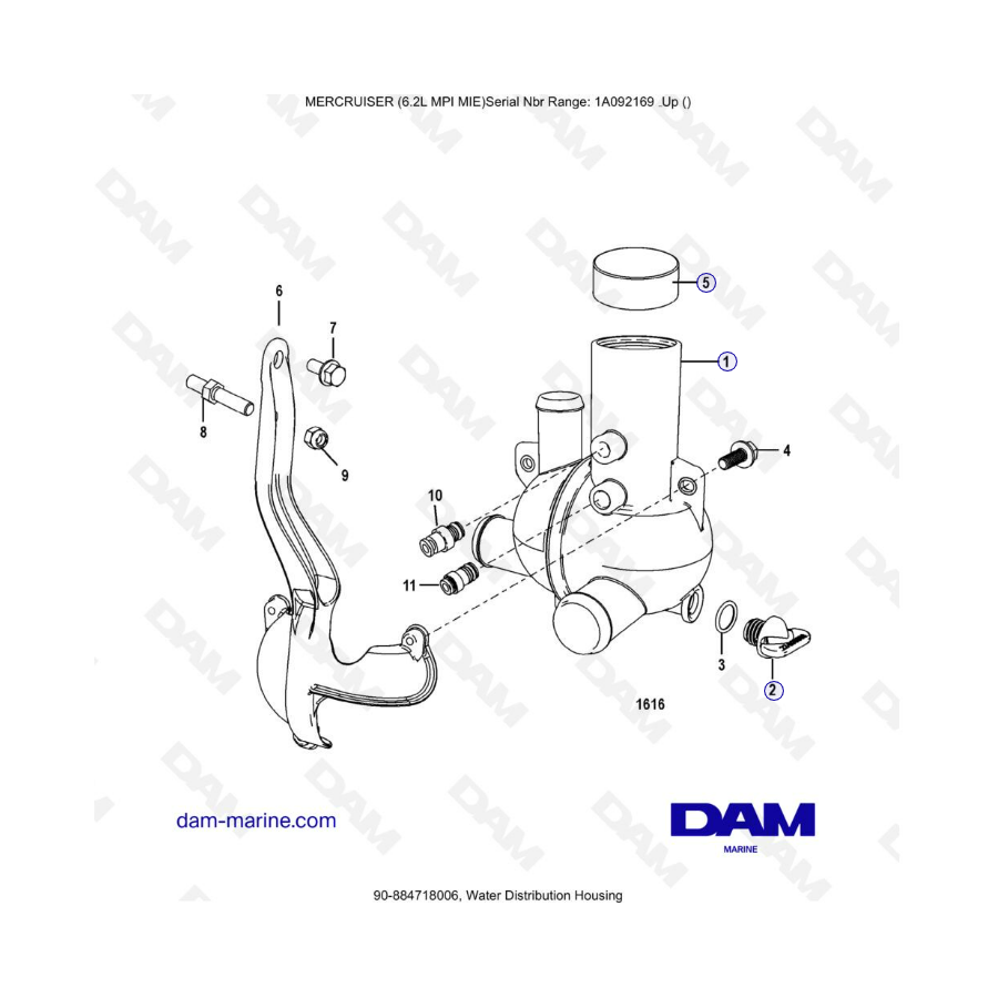 MERCRUISER 6.2L MPI MIE - Caja de distribución de agua