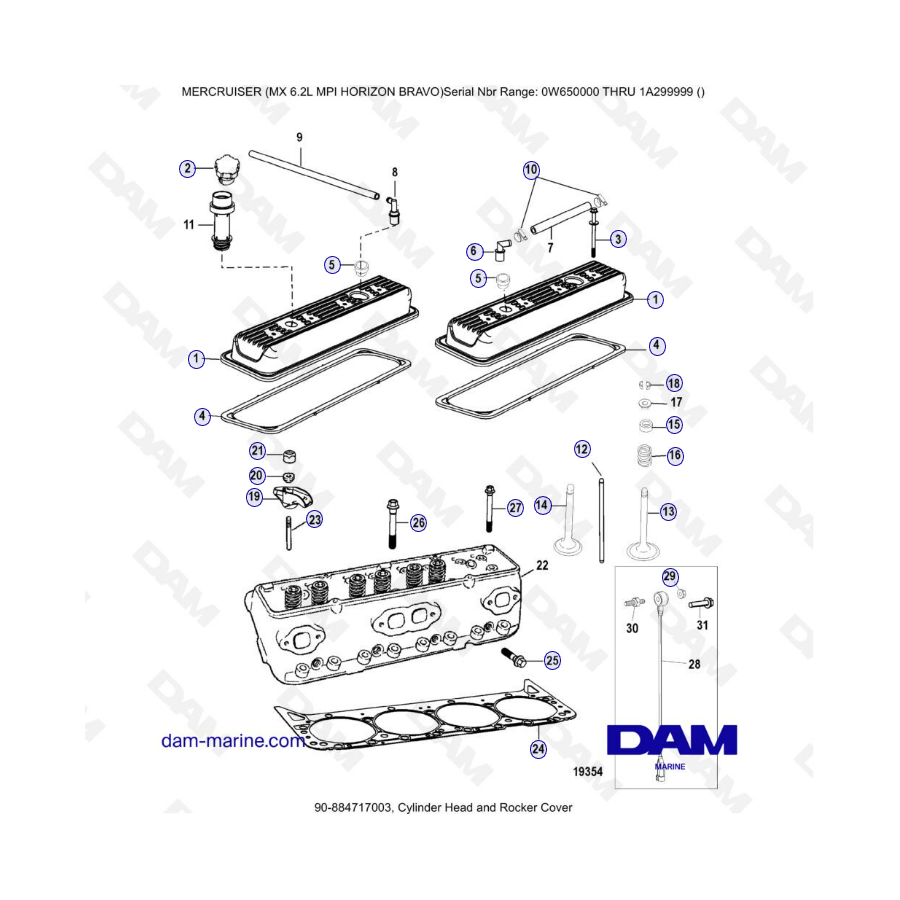 MERCRUISER 6.2L MPI - Cylinder head & rocker cover